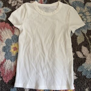 American Eagle Cream AE Waffle Hey Baby Tee